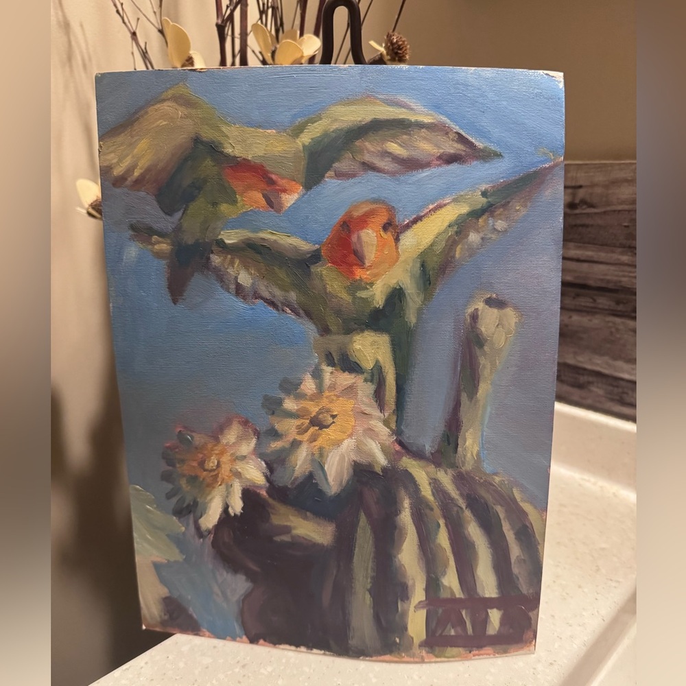 Vibrant Parrot and Floral Art Hand painted Painting